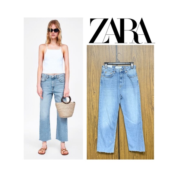 zara straight cropped jeans